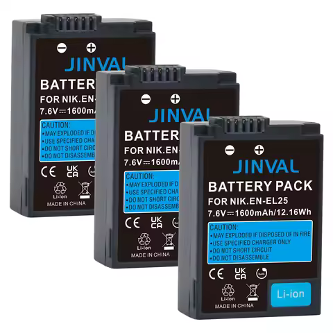 JINVAL EN-EL25 Battery + PD20W Fast Dual Cahrger 1600mAh EN EL25 EN EL25a Batteries For Nikon Z50 Z3