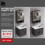 SG Stocks 40 / 50CM. Bathroom Basin Vanity Mirror Set / Bathroom Cabinet / Aluminium Basin Cabinet with Mirror Cabinet