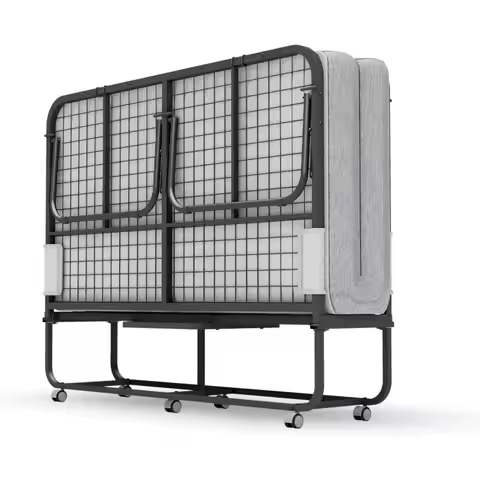 Full Size Folding Bed with Mattress - Extra Large Size 75''x54'' Foldable Rollaway Bed for Guest, Sp