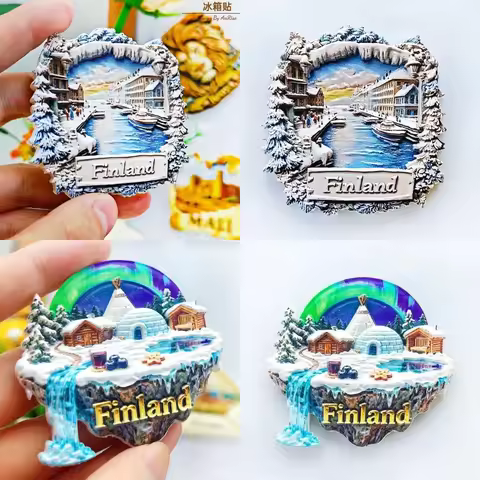 Finland 3D Refrigerator Magnets, Travel Souvenir Fridge Magnets, Creative Handmade Fridge Magnets