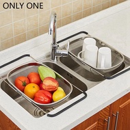 Stainless Steel Telescopic Strainer Basket Vegetable Fruit StrainersRubber Handle Kitchen Sink Strai