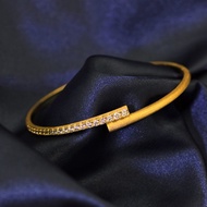 Wong Rain 18K Gold Plated 925 Sterling Silver Sparkling Lab Sapphire Gemstone Bracelets Bangle Fine