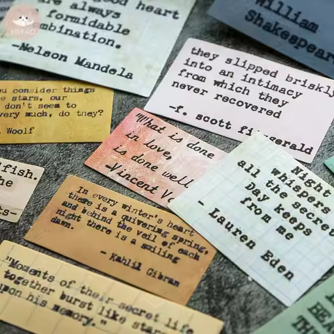 19 Pcs Life Motto Quote Junk Journal Ephemera Vintage Stickers Retro Phrase Label Album Collage Stic