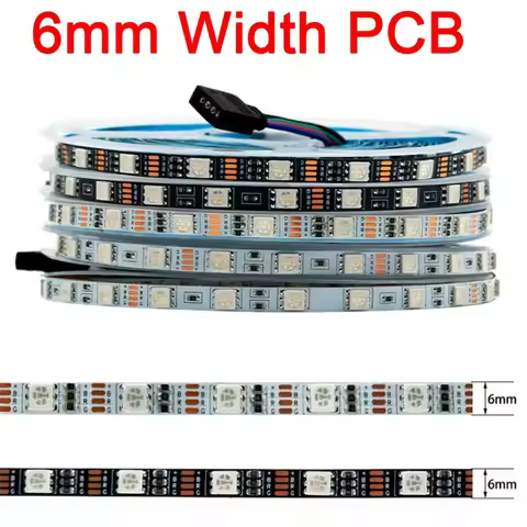 6mm Width FPCB SMD 5050 RGB LED Strip IP20 Non-Waterproof 5M 300LED DC5V 12V 24V RGB Flexible LED Li