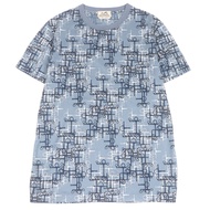 愛馬仕 (Hermès) 100% 純棉迷宮馬銜扣圖案輕薄短袖T卹，淺藍色，M碼，義大利製造，正品，男士款，成色極佳。