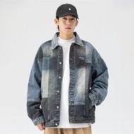 New contrasting coat jacket male student loose casual denim jacket ใหม่เสื้อแจ็คเก็ตโค้ตสีตัดกันสำหร