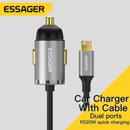 Essager PD 20W Car Charger Fast Charging Quick Charge PD3.0 QC3.0 USB Type C Lightning Charger สำหรับ iPhone Xiaomi Samsung Huawei MacBook แล็ปท็อป