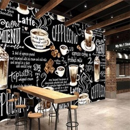 Custom Blackboard Coffee Wallpaper Industrial Decoration Mural Restaurant Cafe Hotel Cake Shop Backg