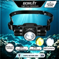 BORUiT HP900 Diving LED Headlamp 800 LM Strong Light Depth Waterproof IPX8 Underwater 60m Profession