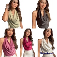 Floy Tanktop Satin Drafery Backless Atasan Satin Mewah Wanita Casual Tanktop Satin Silk 072