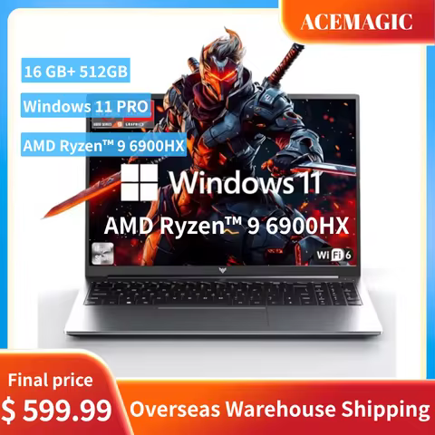 ACEMAGIC 16" FHD Laptop AMD Ryzen 9 6900HX Laptop 16GB DPDDR5 RAM 512GB SSD Backlit Keyboard Full-Fe