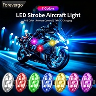 FOREVERGO USB Rechargeable 5SMD LED Aircraft Light with 8 Colors Remote Strobe Warning Lamp for Car 