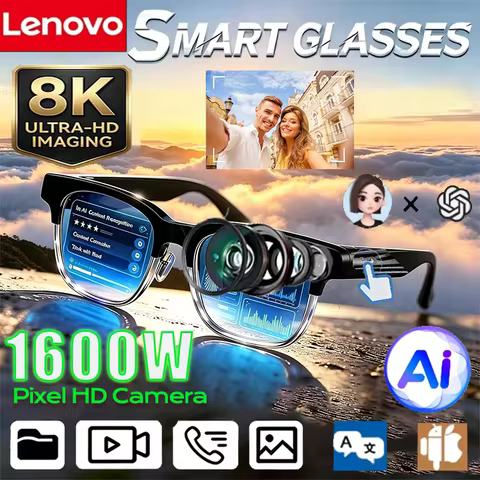 Lenovo 8K AI Smart Glasses AI Translation 2027 New HD Hands-Free Calling AI Chat Logging Music Playb
