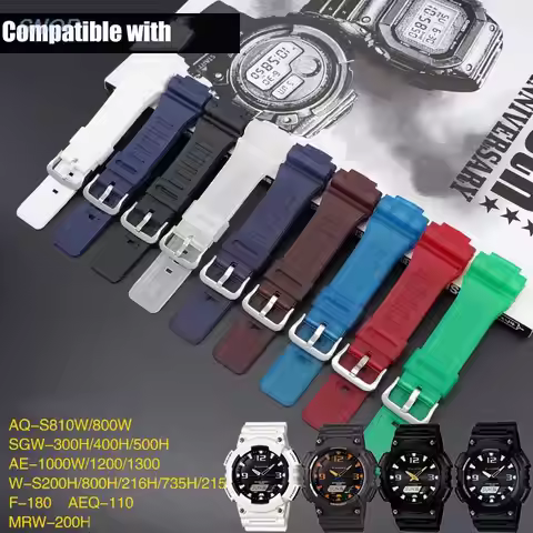Strap for Casio G-SHOCK AQ-S800/AQ-S810W SGW-400H/300H/500H W-735H AE-1000W/1200/1300 Rubber Silicon