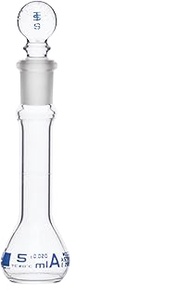 Volumetric Flask, 5ml - Class A, ASTM - Tolerance ±0.020 ml - Glass Stopper - Single, Blue Graduatio