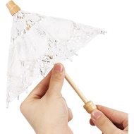 Toyvian Mini Wedding Bridal Umbrella Tiny Embroidery Lace Parasol Decorative Umbrella Photography Pr
