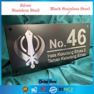 khanda KHANDA House Number Plate Stainless Steel India Design Stainless Steel Rumah Papan Nombor