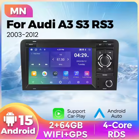 Android 15 Wireless CarPlay 64G Car Radio For Audi A3 8P 2003-2012 S3 RS3 Sportback Central Multimed