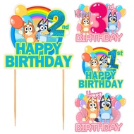 Bluey Bingo Cake Topper Decoration 1st 2nd 3rd Happy Birthday Cake Topper for Bluey Cartoon Theme Pa