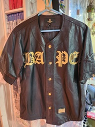 A bathing ape bape leather baseball shirt 棒球外套