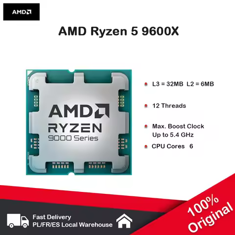 AMD Ryzen 5 9600X Processor 5.4GHz 6-Core 12-Thread 38MB Game Memory 4NM TDP 65W Slot AM5 CPU Zen 5