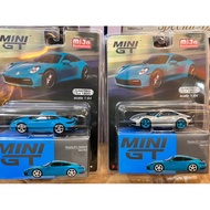 = Uranus MINI GT 435 Porsche 911 (992) Carrera S Miami Blue Beauty