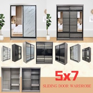 5 Feet Solid Sliding Door Wardrobe Grey White Brown Color