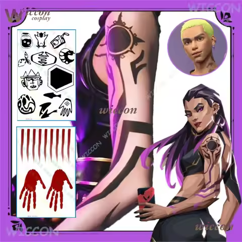 Gekko Valorant Game Neon Accurate Design Fade Cosplay Viral Trend Reyna Palm Tattoo Sticker Party Ac
