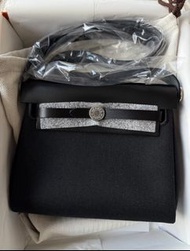 Hermes Herbag 20，Hermes mini herbag，愛馬仕mini herbag帆布，黑銀，stamp w