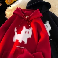 【M-8XL】Cat Print Men's and Women's Casual Oversized Hoodie Long Sleeved Pullover Couple Hoodie Fashi