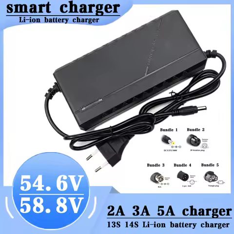 54.6V 58.8V 2A 3A 5A Lithium Battery Charger For 13S 14S 48V 52V Battery Pack Fast Charging Optional
