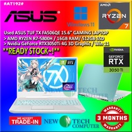 #AT192 USED ASUS TUF FA506QE Performance Gaming Laptop AMD RYZEN R7-5800H 16GB 512GB SSD RTX3050Ti R