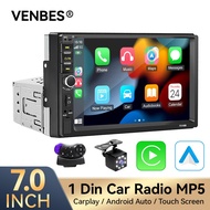 VENBES 7 Inch Car MP5 Player CarPlay Android Auto1 Din USB/AUX/TF With Touch Screen Mirrorlink Car A