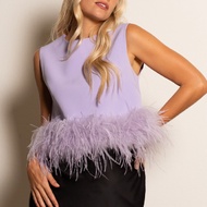 FUFUCAILLM Elegant แฟชั่น Feather Tank Tops ผู้หญิงฤดูร้อนรอบคอ Crop Tops Chic A-Line เสื้อกั๊ก90S S