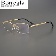 2023 Style 24K Gold Cartier Same Style Pure Titanium Glasses Frame Half Frame Simple Men's Business 