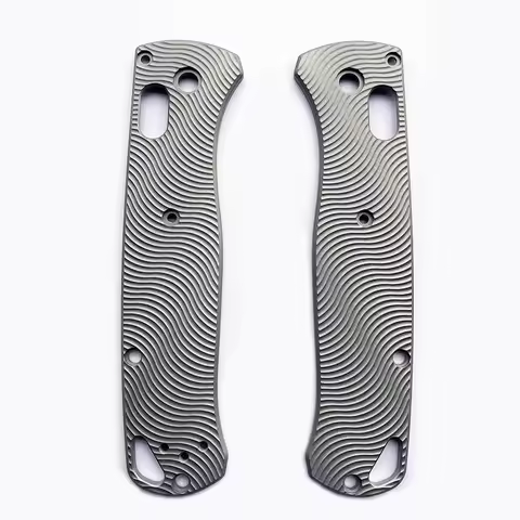 1Pr Titanium Alloy Handle Patch for Benchmade 535 Knife Lattice Texture Titanium Alloy Bugout 535 Pa
