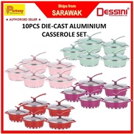 DESSINI 10PCS ALUMINIUM CASSEROLE COOKWARE SET GRANITE COATING Periuk Dessini