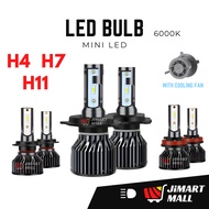 H4 H7 H8 H11 LED BULB 6000k White Mentol Terang with Cooling Fan Headlamp Headlight Bulb Lampu Depan