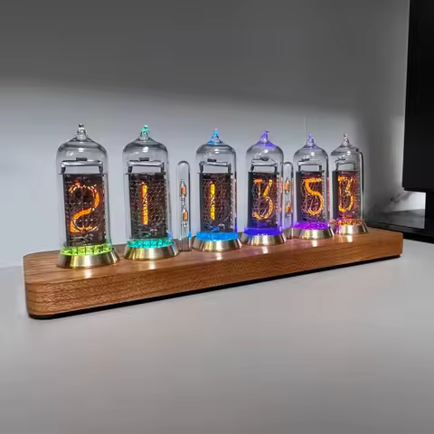 IN14 Nixie Tube Clocks Wooden Digital Table Clock Silent Living Room Desk Clocks Retro Home and Deco
