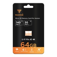 Thẻ nhớ MicroSDHC/SDXC PHANTOM 8GB / 16GB / 32GB / 64GB / 128GB A2 U3 4K V30 R140MB/s W120MB/s - Nhấ