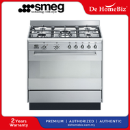 SMEG SUK91MFX 5 Gas Burner Range Cooker 90cm Electric Oven + KBT900XE Chimney Cooker Hood 700m³/h - 