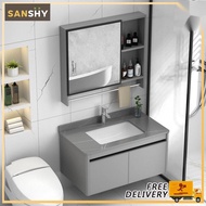 SANSHY  Vanity Cabinet Set Mirror Cabinet Sintered Stone Table Top Bathroom Cabinet With Mirror Toil