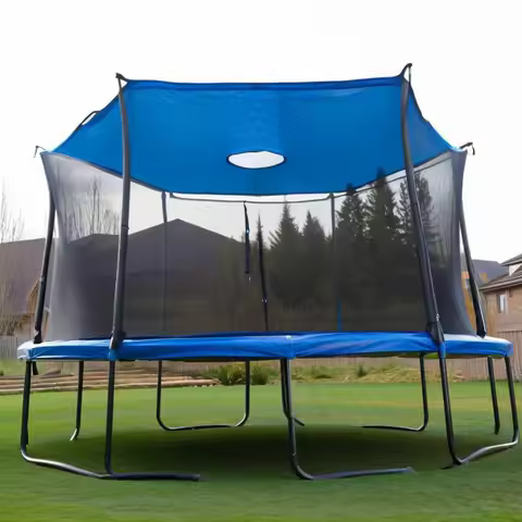 12/14ft Outdoor Trampoline Cover Anti-UV Trampoline Roof Waterproof Trampoline Sun Shade Cover for O