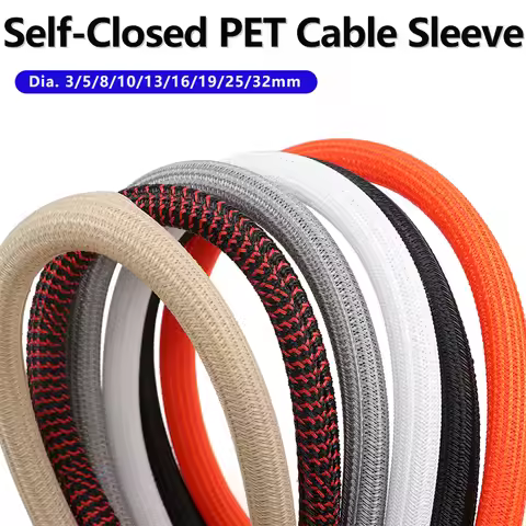 3/8M PET Braided Self-Closed Cable Sleeve Dia 3mm ~ 32mm Sheath High Protection Wear Resistant Insul