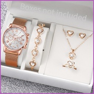 ◪ ✨ ✁ Ladies Watch Geneva Watch Fashion Plastic Strap Quartz Wrist Watch Diamond Heart Jewelry Set