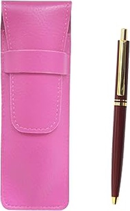 SASP-AP300B-R Pink Grain Leather Pen Case, Reproduction of 19540s Retractable Metal Clip Ballpoint P
