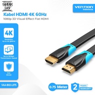VENTION VAA-B02-L075 Flat HDMI Cable 4K 60Hz 1080p 0.75M 0.75 Meter 3D Visual Effect Cable 75CM Flat