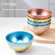 SNOW ROCK Ice Flower Double-Layer Cut-Edge Bowl, Pure Titanium, Anti-Scald, Household Hollow Rice Bo