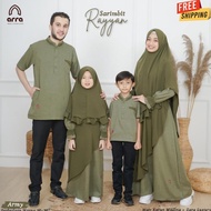 Gamis Sarimbit Keluarga 2024 Arra Rayyan Hijau Army Baju Gamis Dan
