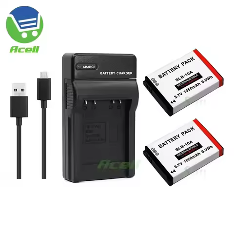 SLB-10A Battery or USB Charger for SAMSUNG ES50 ES55 ES60 ES63 EX2F HZ10W HZ15W IT100 L100 L110 L200